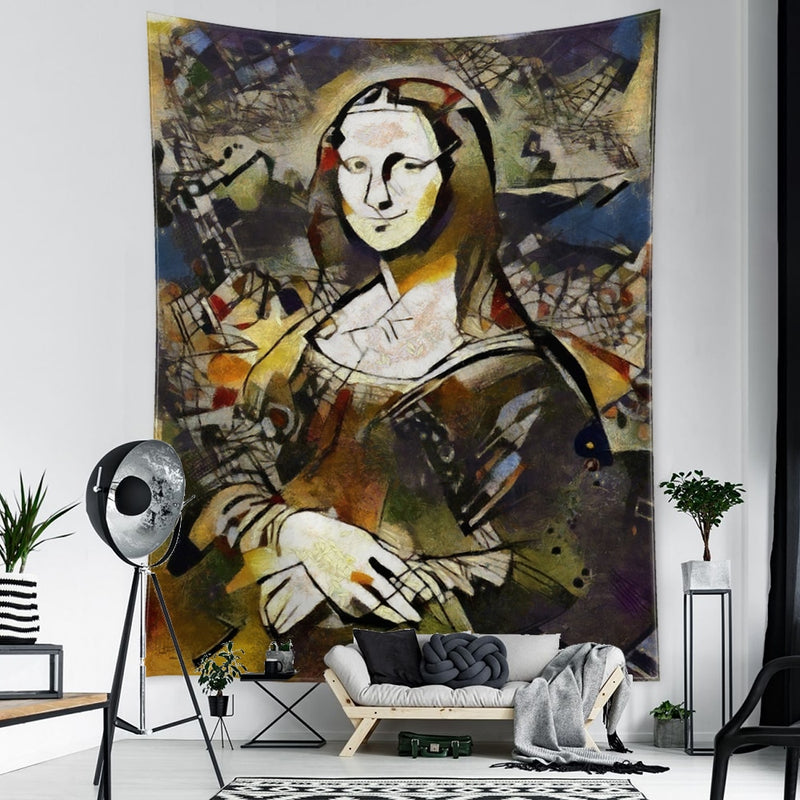 Mona Lisa Graffiti Tapestry Wall Hanging Boho Style Psychedelic Witchcraft Hippie Tapiz Bedroom Art Home Decor - KiwisLove