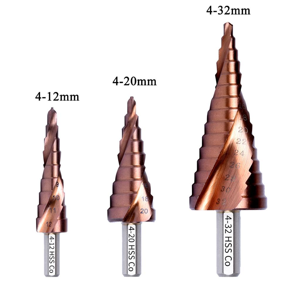 M35 5% Cobalt HSS Step Drill Bit HSS CO High-Speed Steel Cone Triangle Shank Metal Drill Bits Tool Set Hole Cutter For Stainles - KiwisLove