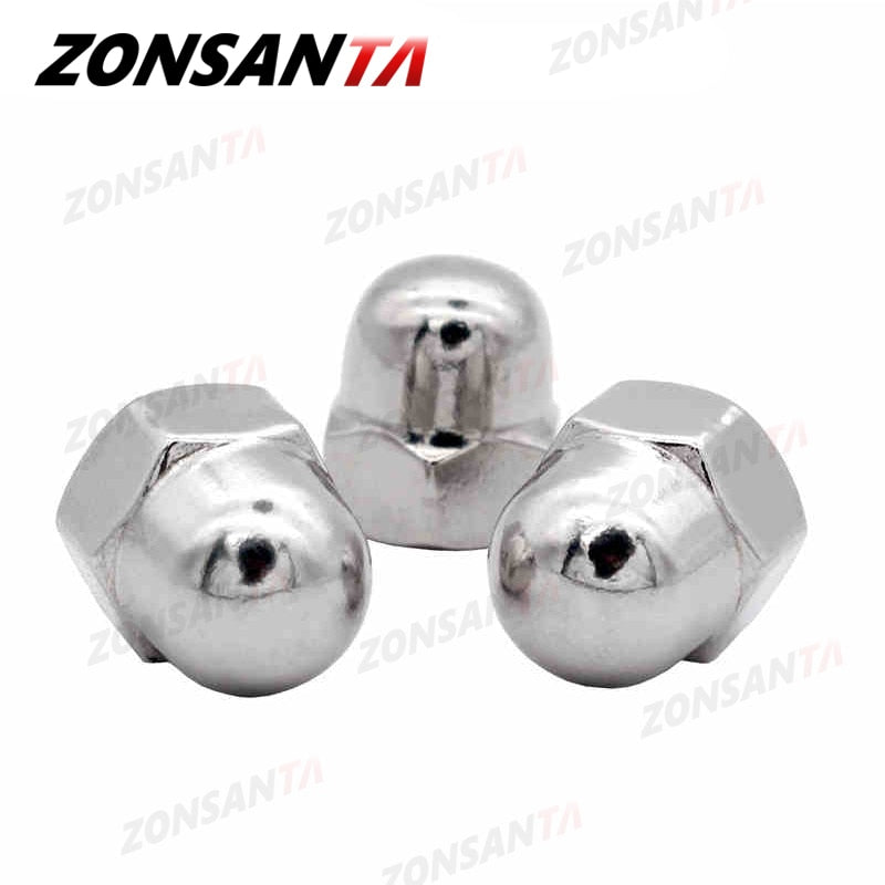 ZONSANTA Acorn Nuts M3 M4 M5 M6 M8 M10 M12 M14 M16 304 Stainless Steel Decorative Cap Blind Nuts Caps Covers Hex Dome Acorn Nut - KiwisLove