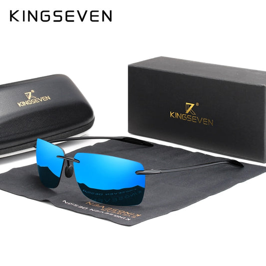 KINGSEVEN TR90 Rimless Sunglasses Men Ultralight High Quality Square Frameless Sun Glasses For Women Brand Designer Mirror Lens - KiwisLove