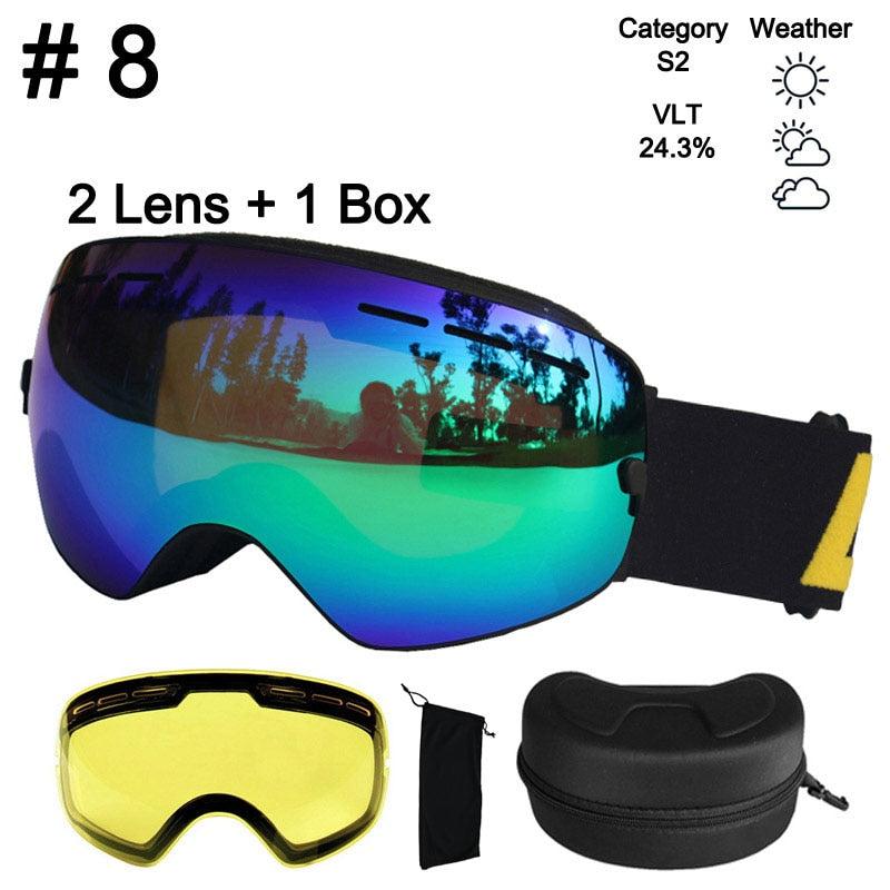 LOCLE Anti-fog Ski Goggles UV400 Ski Glasses Double Layers Skiing Snowboard - KiwisLove