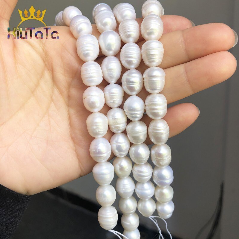 11-12mm Natural White Freshwater Pearl Beads Oval Shape Pearls Spacer Beads For Jewelry Making DIY Bracelet Accessories 15&#39;&#39;