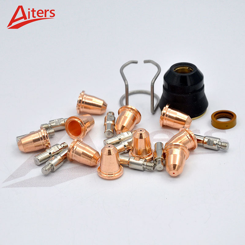 23PCS Trafimet S45 Plasma Cutter Torch Torch Tips Nozzle and Electrode Spacer Guide Retaining Cap Ring Consumables for S45 - KiwisLove