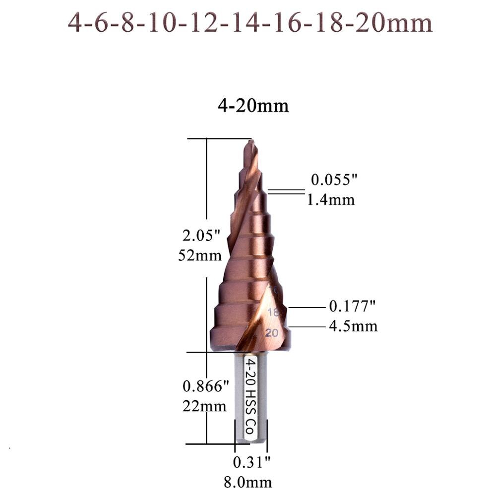 M35 5% Cobalt HSS Step Drill Bit HSS CO High-Speed Steel Cone Triangle Shank Metal Drill Bits Tool Set Hole Cutter For Stainles - KiwisLove