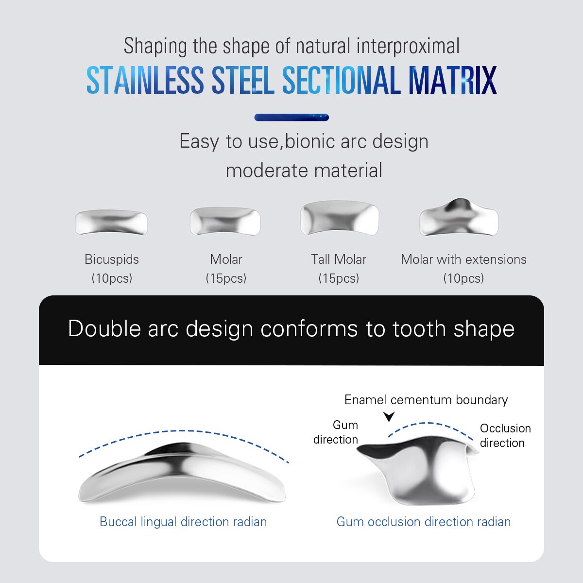 Dental Sectional Contoured Metal Matrice Matrix Refill Kit Resin Clamping Ring Dental Forceps Diamond Wedge Autoclavable - KiwisLove