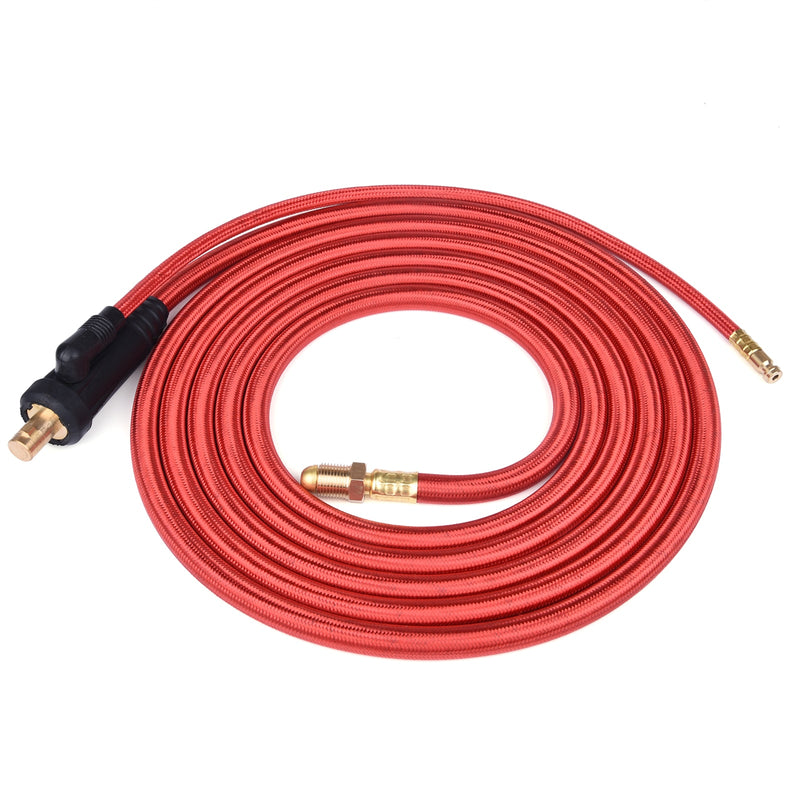 4M/7.8M WP26 Quick Connect TIG Welding Torch Gas-Electric Integrated Red Hose Cable Wires 35-50 Euro Connector 13.12FT - KiwisLove