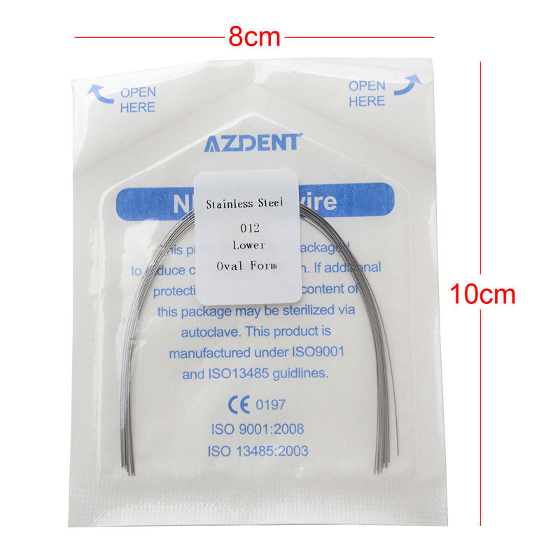 10pack(10pcs/Pack) =100Pcs  AZDENT Dental Stainless Steel Round Arch Wire Oval Form Dental Orthodontic Archwire Lower/Upper - KiwisLove