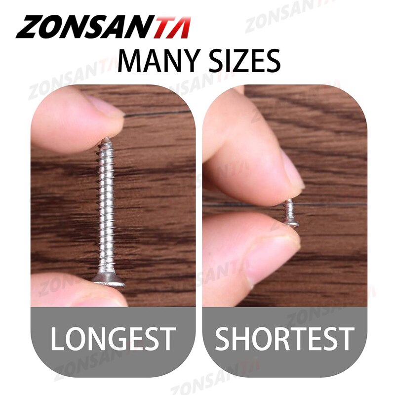 ZONSANTA M2 M3 M4 Self Tapping Screw Cross Countersunk Head Wood Screw Set 304 stainless steel Phillips Flat Head Screws DIY - KiwisLove