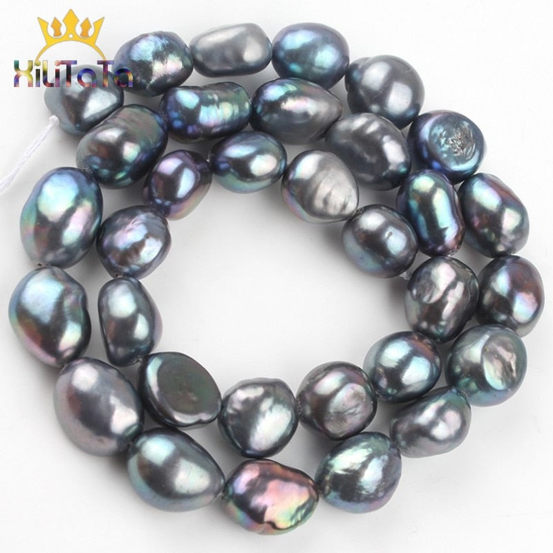 10-11mm Natural Irregular Pearls Beads White Black Pearls Loose Beads For Jewelry Making DIY Bracelet Ear Studs Accessories 15&#39;&#39;