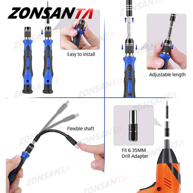 ZONSANTA 60 in 1 Magnetic Screwdriver Set Precision Screw Driver Multi-function Precision Mobile Phone Repair Device PC Camera - KiwisLove
