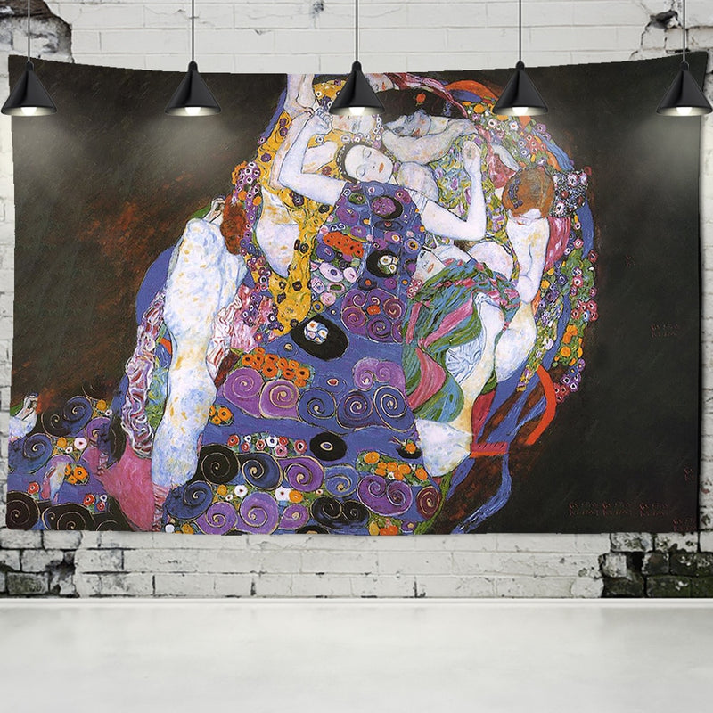 Gustav Klimt  Tapestry Wall Hanging Kiss Of Gold Abstract Art Decoration Polyester Blanket Yoga Mat Home Bedroom Art - KiwisLove