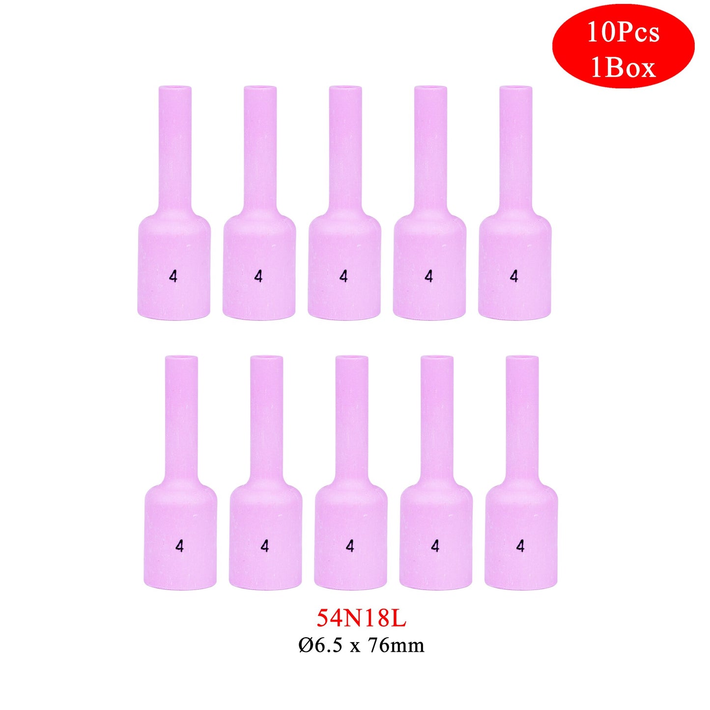 10Pcs Per Box 76mm 54N14L 54N15L 54N16L 54N17L 54N18L Alumina Nozzles For TIG WP17 18 26 Welding Torch Accessories Consumables - KiwisLove