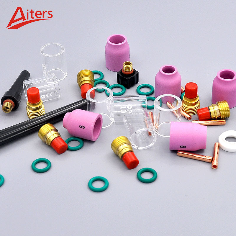 Welding Torch Small Stubby Gas Lens and Pyrex Glass Cup Kit For WP-9/20/25 40PCS Alumina Nozzle Cups TIG Accessories - KiwisLove
