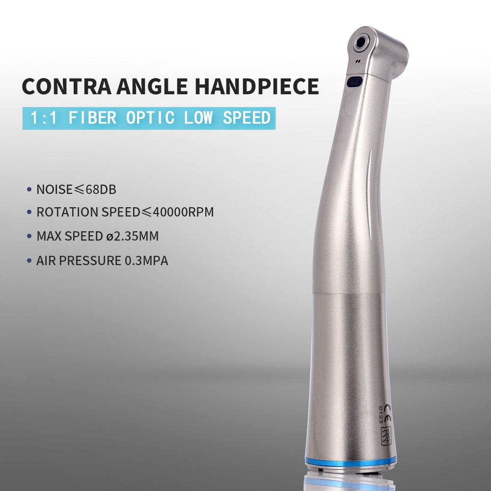 Azdent Dental 1:1 LED Fiber Optic Handpiece Internal Spray Contra Angle Low Speed φ2.35mm - KiwisLove