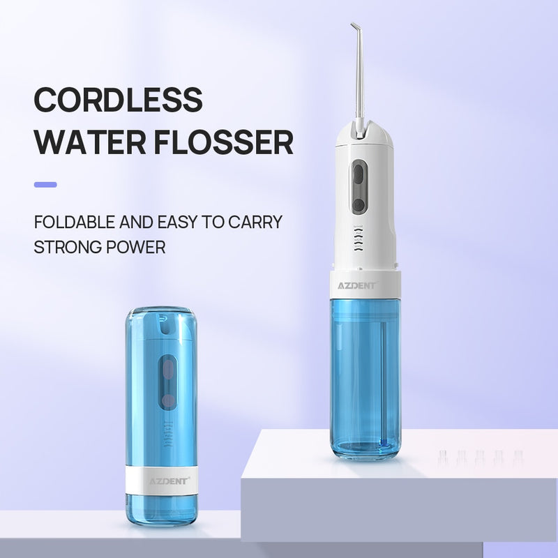 Azdent Oral Irrigator USB Rechargeable Water Flosser Portable Cordless Travel Foldable Dental Teeth Cleaner - KiwisLove