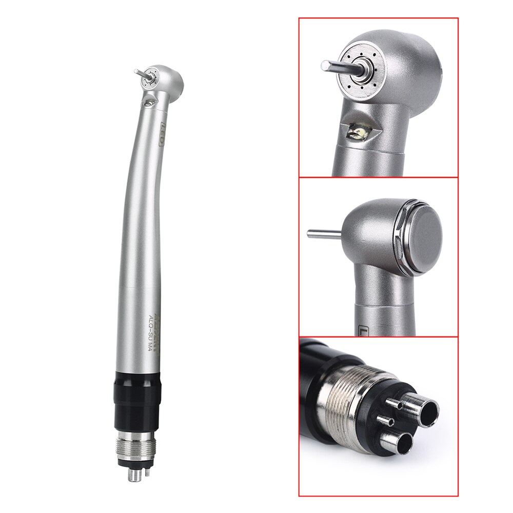 AZDENT 4 Hole Dental Handpiece LED E-generator Quick Coupler 4 Way Spray Clean Standard Head Push Button Chuck - KiwisLove