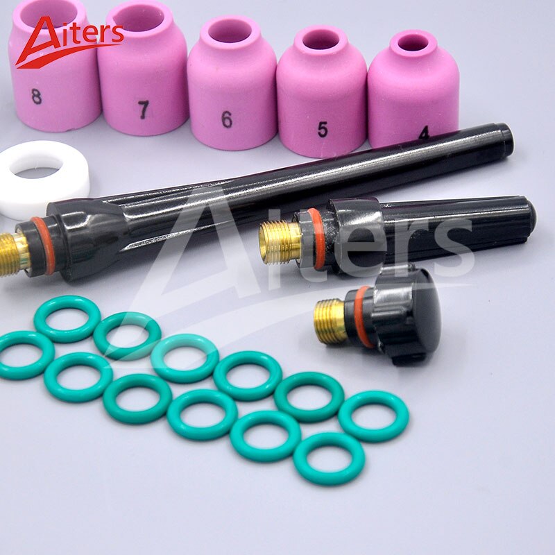 Collet Body Pyrex Glass Cup 41Pcs kit Stubby Gas Lens Welding Accessories Use For TIG Torch WP-17/18/26 - KiwisLove