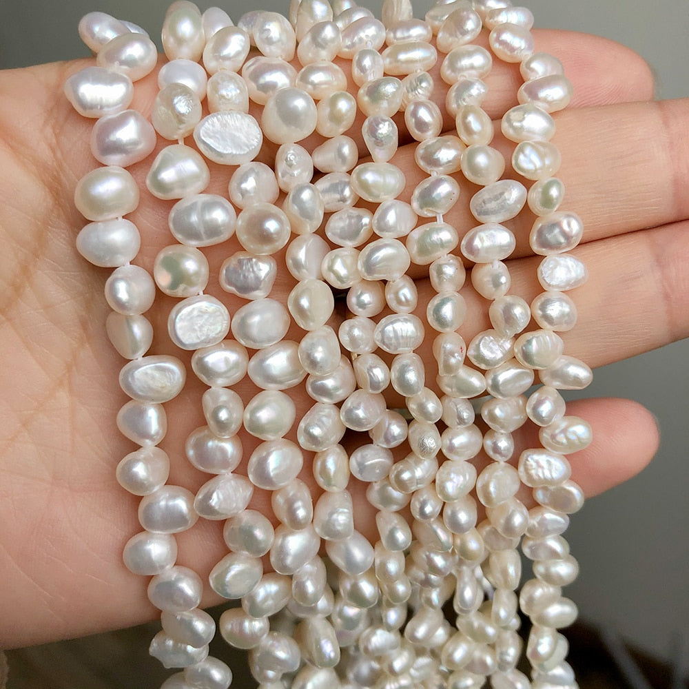 Natural Irregular White Freshwater Pearl Loose Spacer Pearls Beads For DIY Women Handmade Bracelet Charms Accessories 15&#39;&#39;inches - KiwisLove