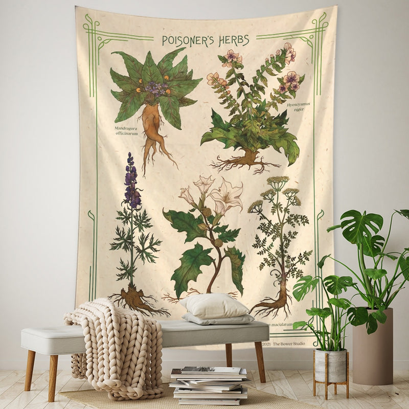 Retro Plant Flower Tarot Tapestry Wall Hanging Psychedelic Witchcraft Hippie Tapiz Aesthetics Room Home Decor - KiwisLove