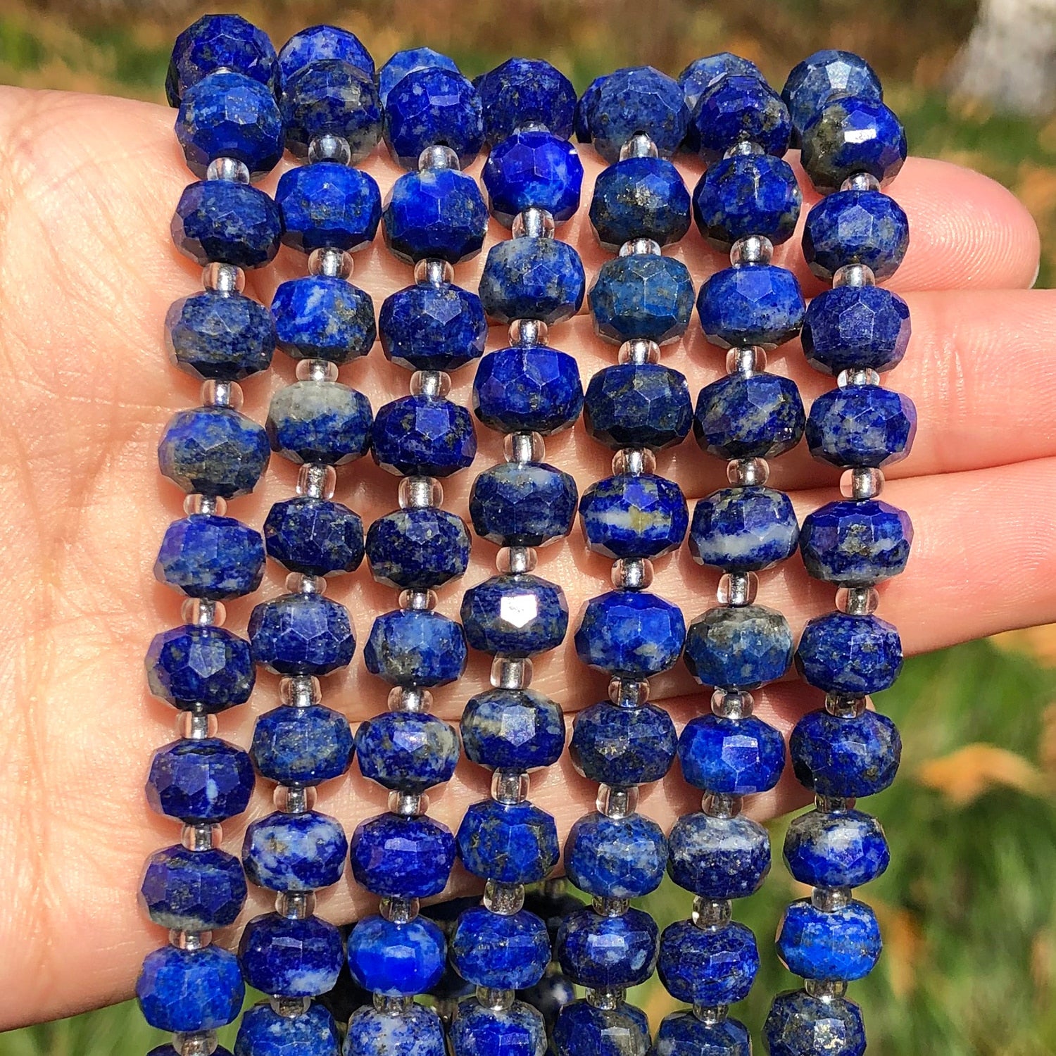 Natural Stone Wheel Shape Faceted Lapis Lazuli Loose Spacer Beads for Jewelry Making Diy Needlework Bracelets Accessories 6x8mm - KiwisLove
