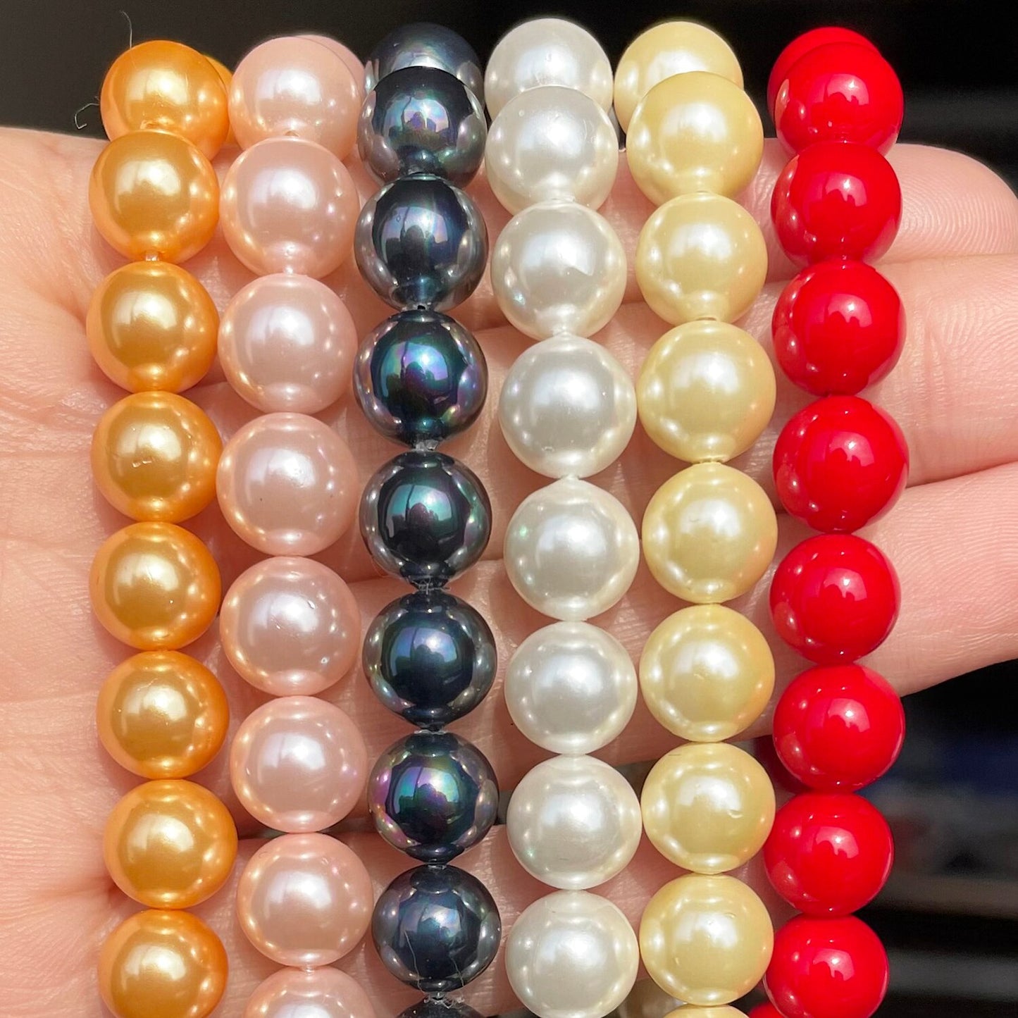 Natural Shell Pearl Beads Pink Yellow White Red Shell Round Beads for Jewelry Craft Making Diy Bracelet Necklace Accessories - KiwisLove