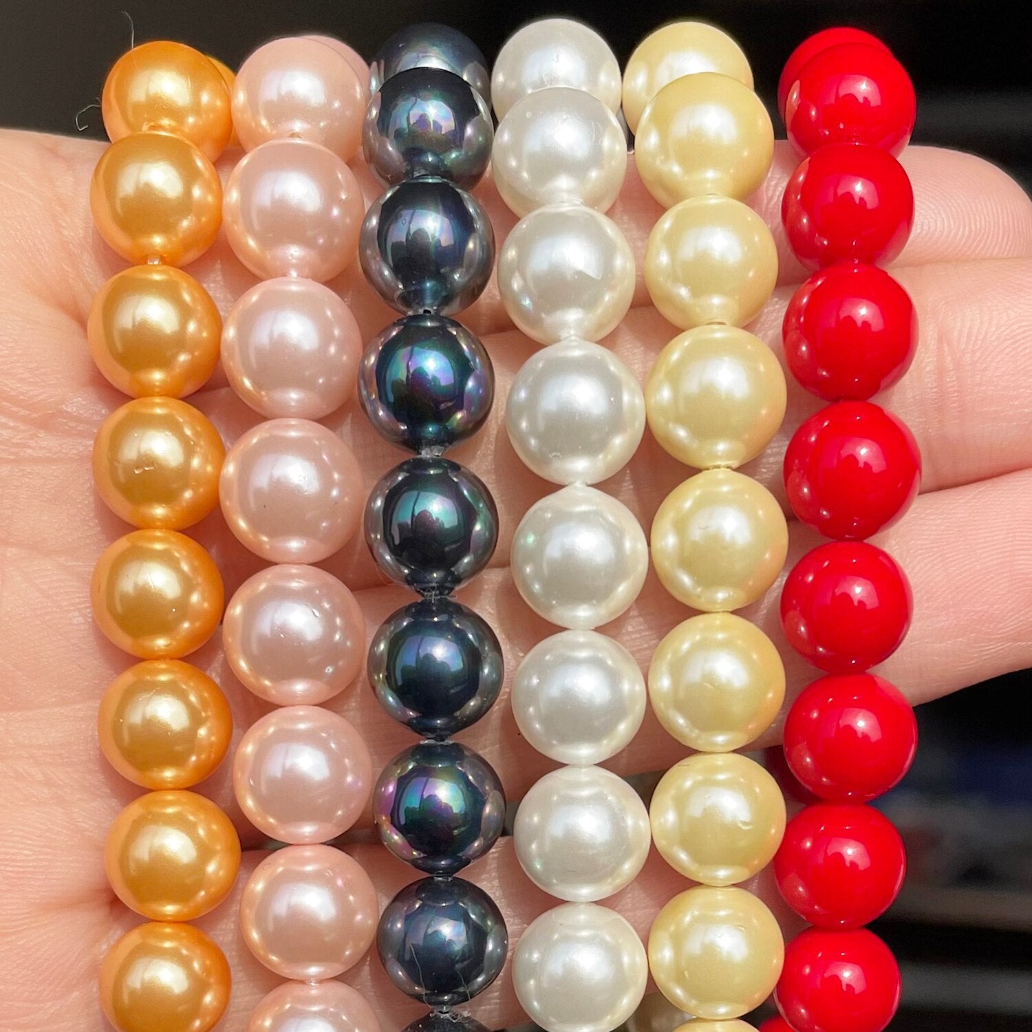 Natural Shell Pearl Beads Pink Yellow White Red Shell Round Beads for Jewelry Craft Making Diy Bracelet Necklace Accessories - KiwisLove