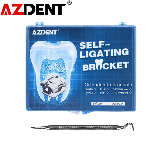 AZDENT Orthodontic Metal Self-Ligating Brackets Roth/MBT 0.022&quot; Slot 3,4,5 with Movable Hook with Buccal Tube &amp;Tool - KiwisLove