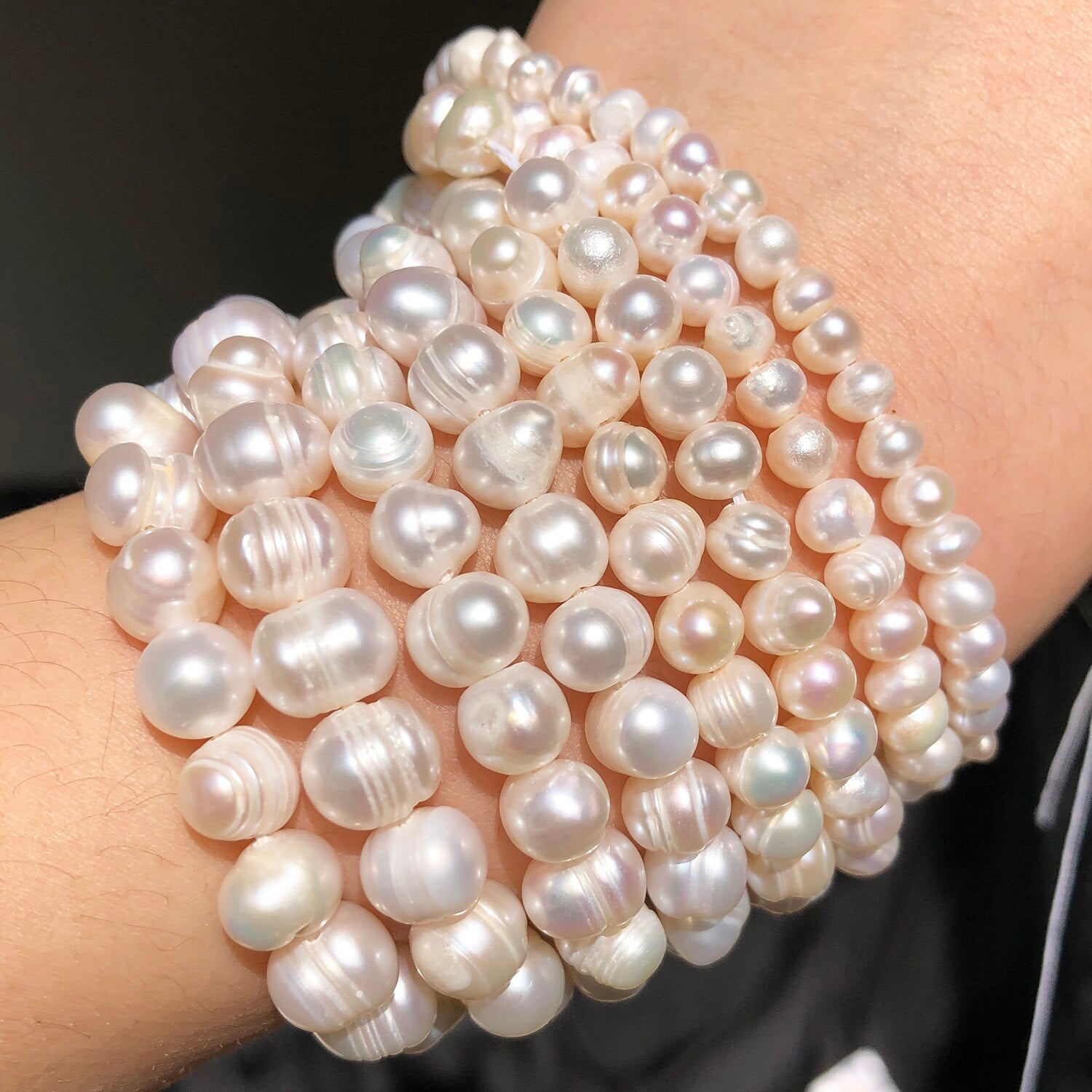 3-9mm Natural White Freshwater Pearls Punch Pearl Beads for DIY Women Elegant Necklace Bracelet Jewelry Making 15&#39;&#39; Wholesale - KiwisLove