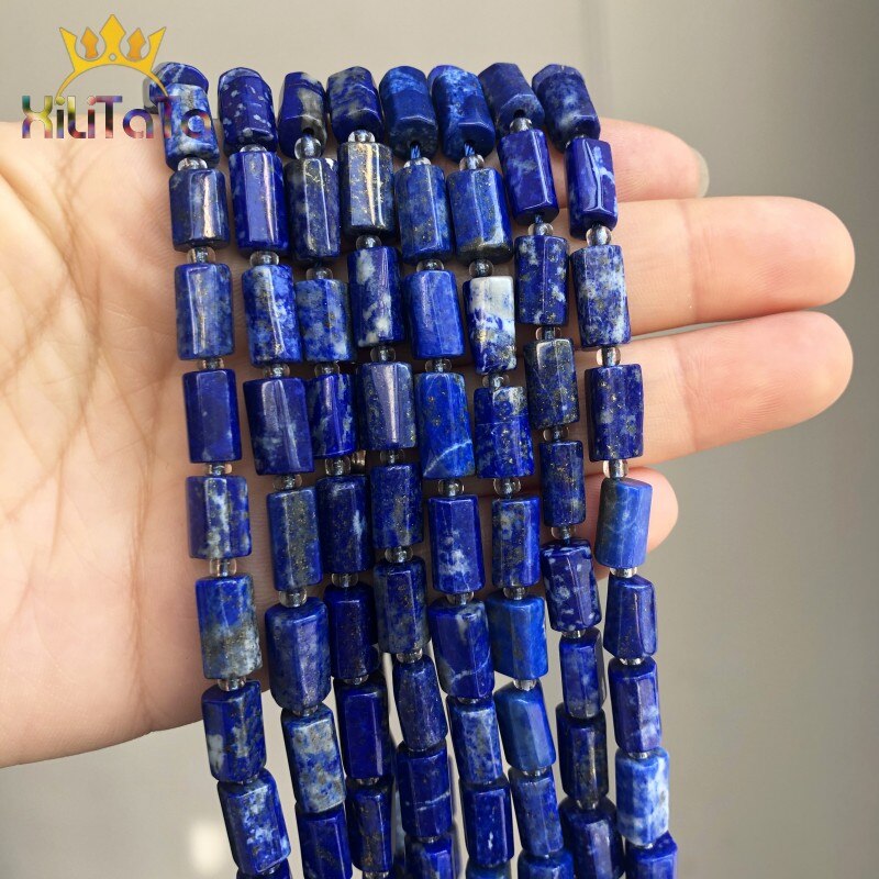 Natural Stone Beads Column Shape Lapis Lazuli Loose Spacer Beads For DIY Jewelry Making Bracelet Necklace Accessories 15&#39;&#39;Inches