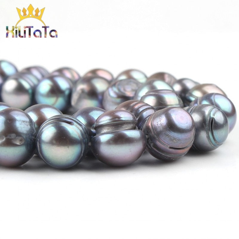10-11mm Natural Black Freshwater Pearl Beads Round Loose Spacer Pearls Beads For Jewelry Making DIY Bracelet Accessories 15&#39;&#39; - KiwisLove