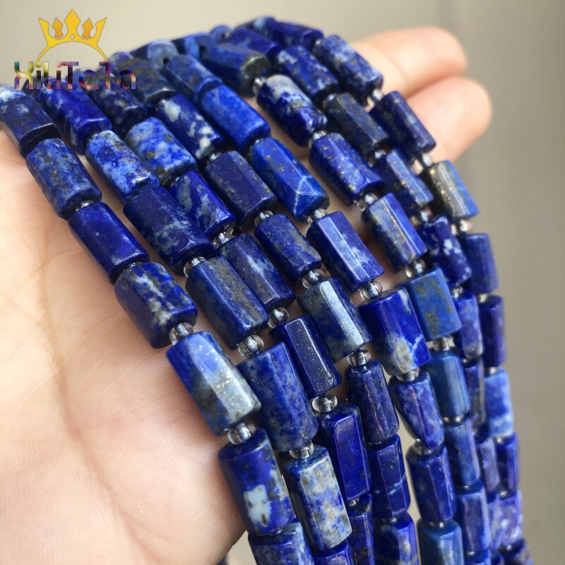 Natural Stone Beads Column Shape Lapis Lazuli Loose Spacer Beads For DIY Jewelry Making Bracelet Necklace Accessories 15&#39;&#39;Inches