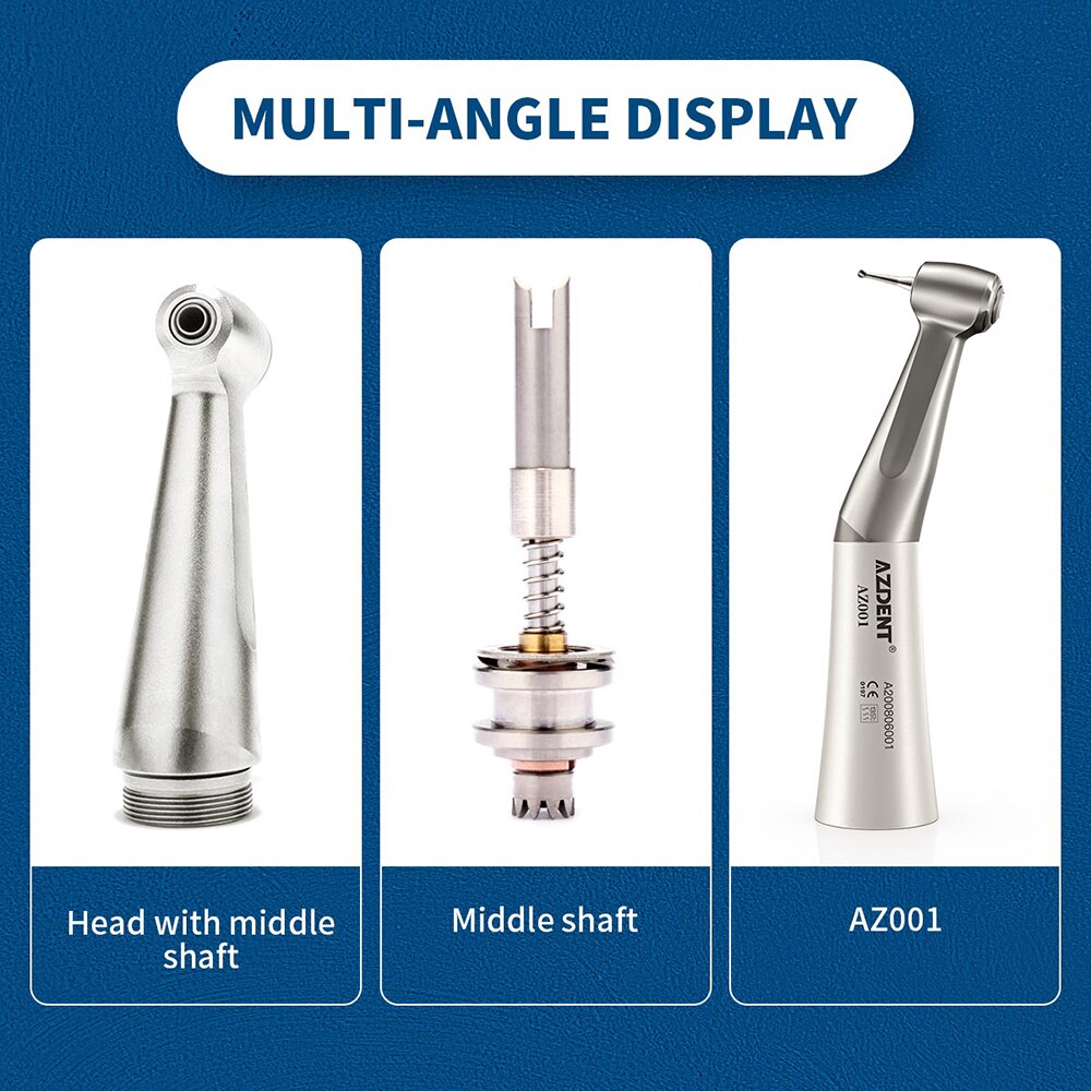 Azdent Dental Handpiece Contra Angle Straight 2/4 Hole Air Motor Push Button  Low Speed - KiwisLove