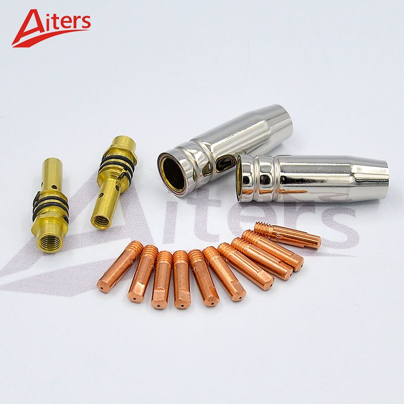 14PCS Kit MIG 15AK Welding torch Consumables 0.6mm 0.8mm 1.0mm 1.2mm Gas Nozzle Tip Holder of 15AK Welding Machine - KiwisLove