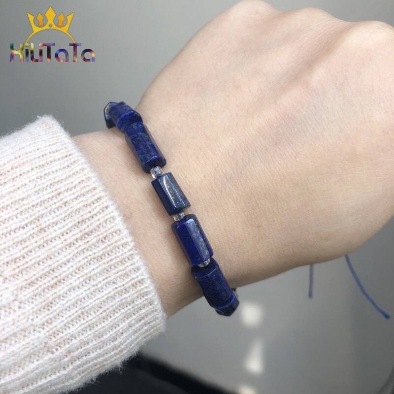 Natural Lapis lazuli Stone Beads Cylinder Shaped Loose Spacer Beads For DIY Jewelry Making Bracelet Charms Accessories 7.5'' - KiwisLove