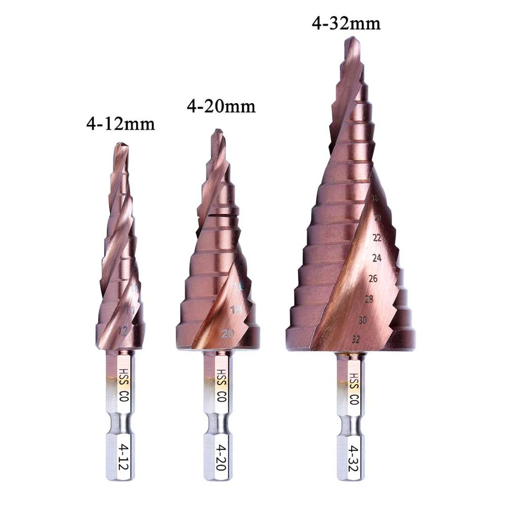 M35 5% Cobalt HSS Step Drill Bit HSS CO HSSCO High-Speed Steel Cone Hex Shank Metal Drill Bits Tool Set Hole Cutter For Stainles - KiwisLove