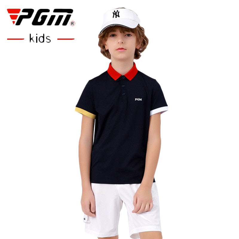 PGM Golf T-shirt Golf Clothing Boys Quick-drying Golf shirts Summer Breathable Elastic Golf Short Sleeved Uniforms YF405 - KiwisLove