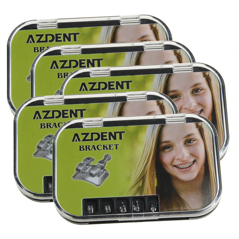 AZDENT 5 Packs Orthodontic Metal Monoblock Bracket Mini MIM Roth/MBT 0.022 U/L 5*5 345 Hooks - KiwisLove