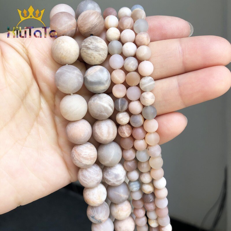Natural Genuine Matte Sunstone Beads Dull Polished Round Loose Beads For Fashion Jewelry DIY Making Bracelet 15'' 6/8/10/12mm - KiwisLove