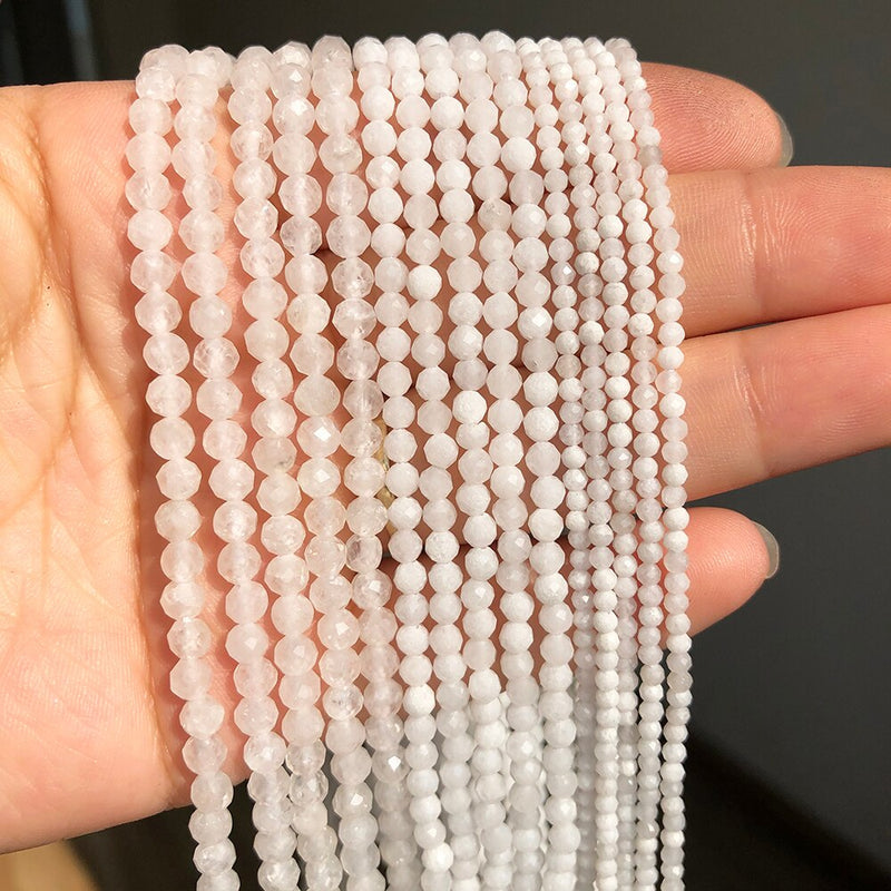 2 3 4mm Natural Faceted White Moonstone Gem Stone Beads Round Mineral Beads For Jewelry Making DIY Bracelet Earrings Accessories - KiwisLove