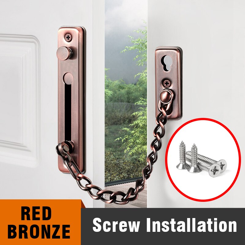 KAK 304 Stainless Steel Security Door Chain Lock Anti-theft Door Chain Door Latch Nail Free Glue Thicken Door Lock Hardware - KiwisLove