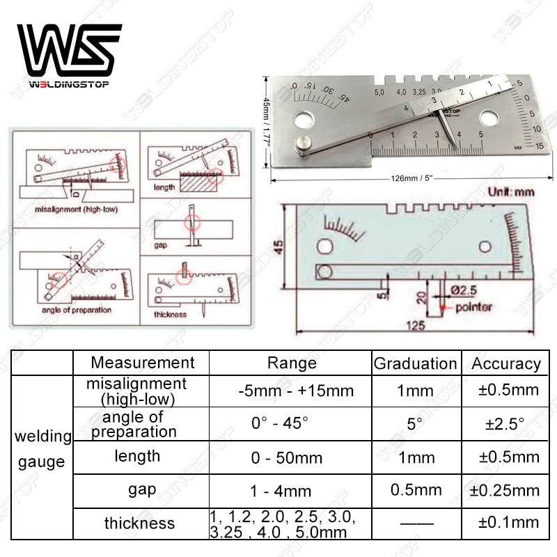 Multi-function welding tool Universal Gage for Welder Butt Welding Gauge Weld Seam Gauges measuring tool - KiwisLove