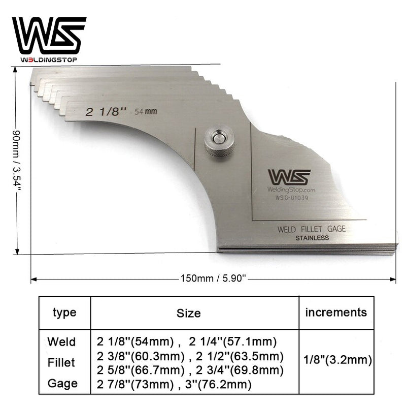Welding Fillet Gage 8 piece set 2~1/8- 3&#39;&#39; / 54mm to 76.2mm inspection Gauge Measure tool