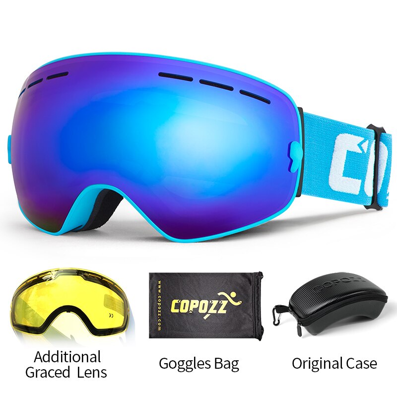 COPOZZ Brand Professional Ski Goggles Double Layers Lens Anti-fog UV400 Big Ski Glasses Skiing Snowboard Men Women Snow Goggles - KiwisLove