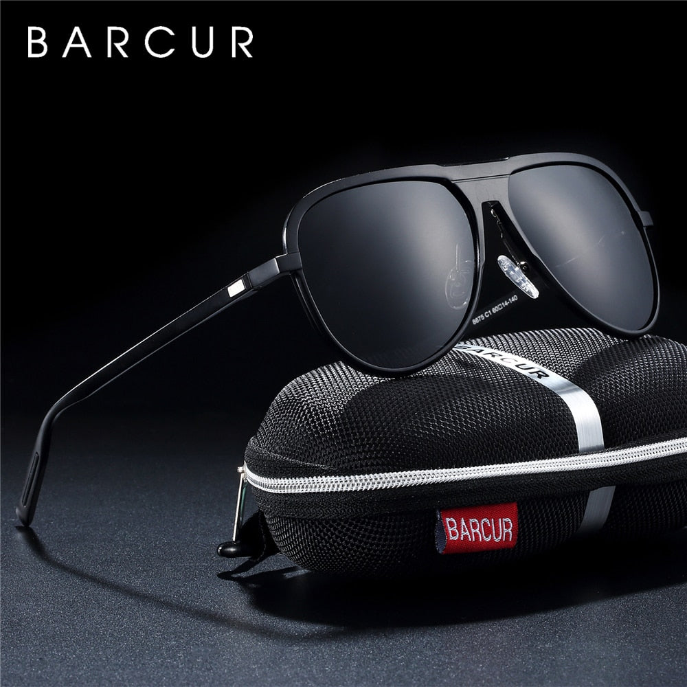 BARCUR Unisex Aluminum Magnesium Male Sunglasses Polarized Trending Styles Black Sun glasses Women Men glasses Sports Eyewear - KiwisLove