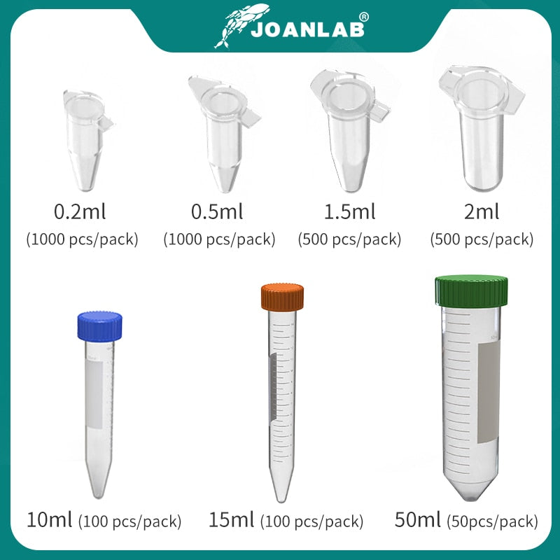 JOANLAB Plastic centrifuge tube 0.2 ml 0.5 ml 1.5 ml 2 ml 10 ml 15 ml 50ml micro scale pcr tube prp tube Lab equipment test tube - KiwisLove