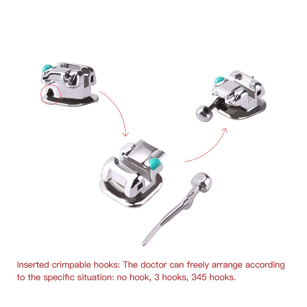 AZDENT Metal Dental Orthodontics Self-Ligating Brackets Movable Hook Auxiliary Hole With Buccal Tube Roth.022/MBT.022/STD.022 - KiwisLove