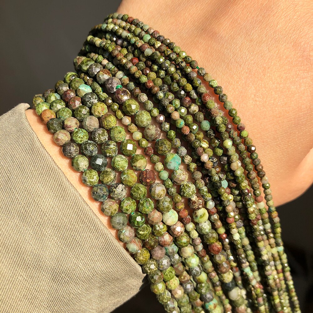 Natural Dragon Blood Jaspers Stone Beads Faceted Gem Beads for Jewelry Making DIY Bracelet Earrings Accessories 15&#39;&#39; 2 3 4mm - KiwisLove