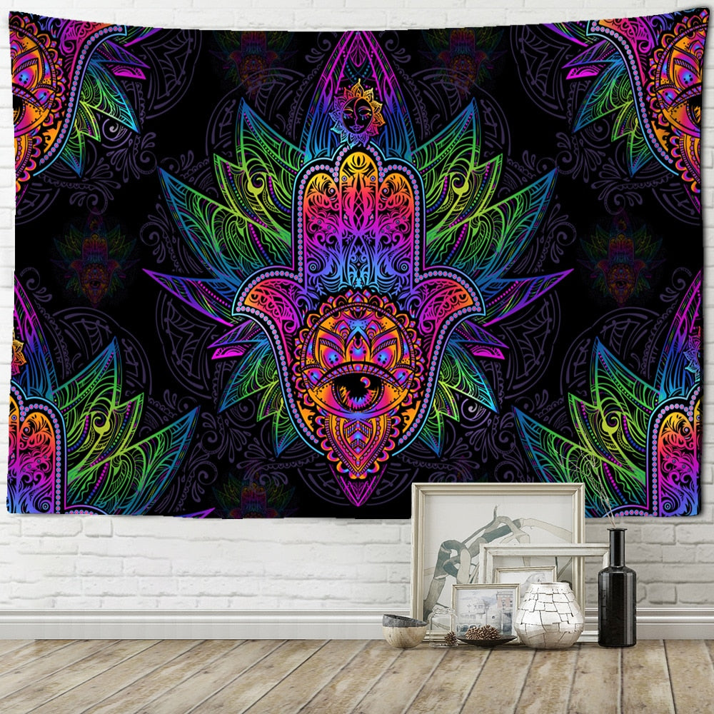 Sun Print Tapestry Wall Hanging Family Bedroom Decorated With Mysterious Bohemian Tarot Magic Indian Witchcraft Wallpaper - KiwisLove