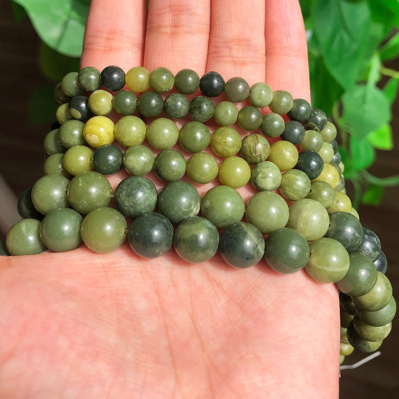 AA+ Natural Canadian Jades Minerals Stone Round Loose Spacer Beads for Jewelry Making 6 8 10 12mm DIY Bracelet Accessories 15&#39;&#39;