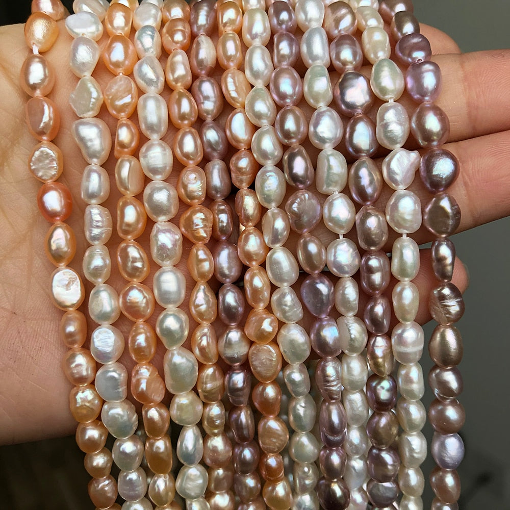 Natural Irregular Pearl Beads White Pink Freshwater Pearls Beads For DIY Women Handmade Bracelet Charms Accessories 15''inches - KiwisLove